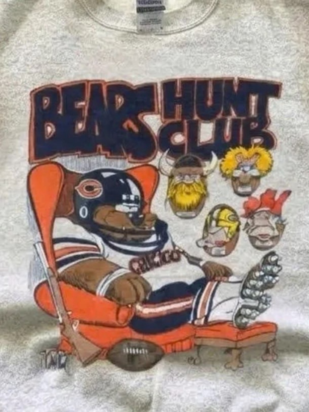 Sport Grey Crewneck Sweatshirt with Orange & Navy Bears Hunt Club - Picture 2 of 4